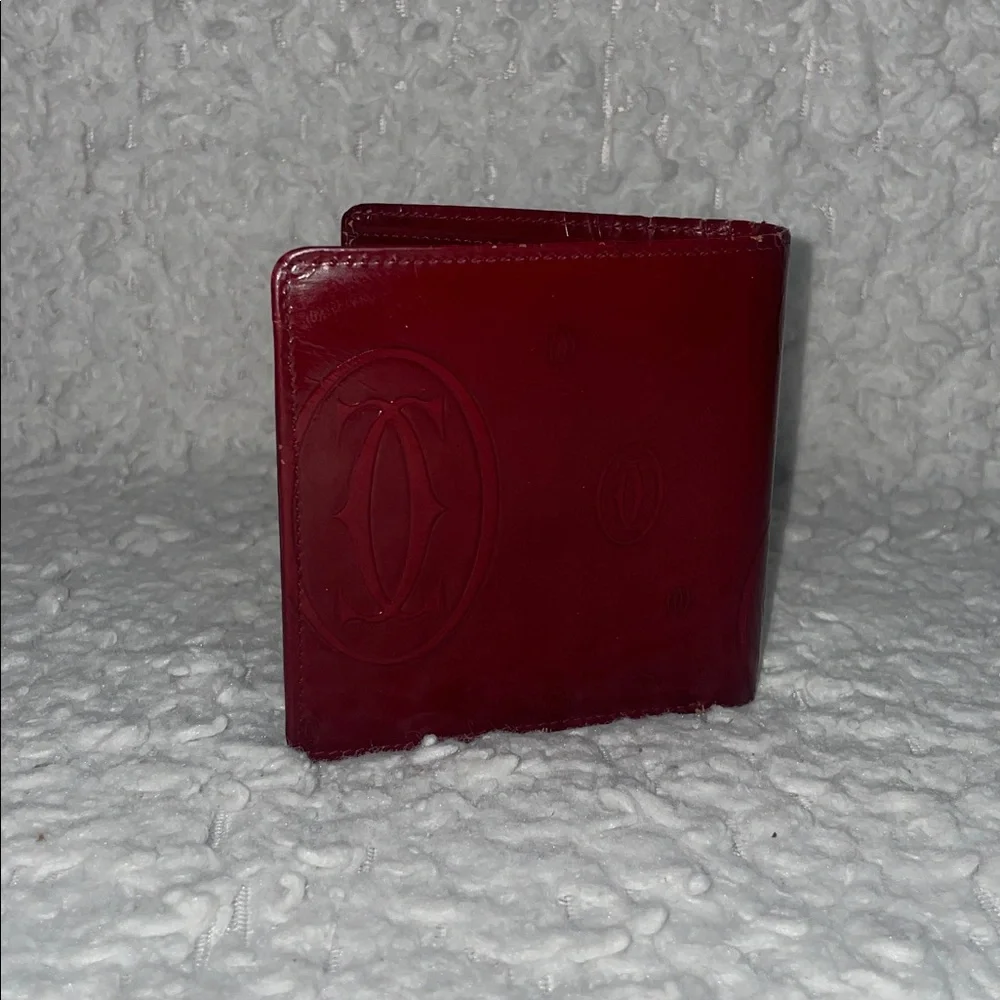 Cartier Vintage Limited Edition Happy Birthday Monogram Bordeaux Bi-fold Wallet